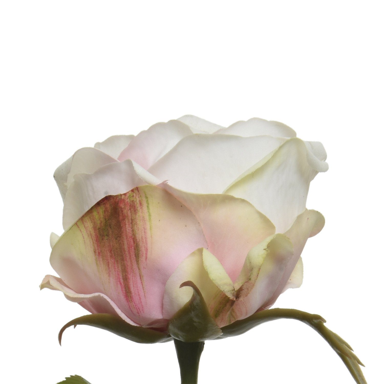 MARELIDA, creme, Stiel Kunstblume Real am Höhe 66cm Touch H: Rosenblüte 66 Rose Blume cm Kunstblume