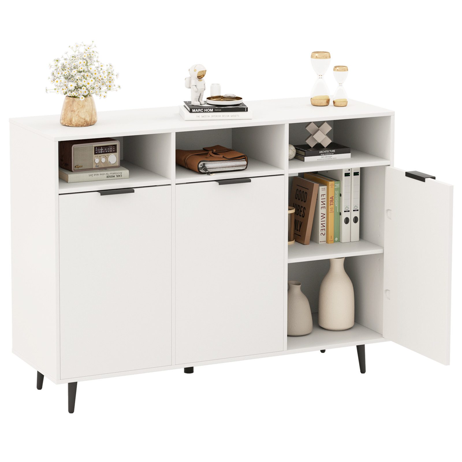 KOMFOTTEU Sideboard Küchenschrank Buffetschrank, mit 3 günstig online kaufen