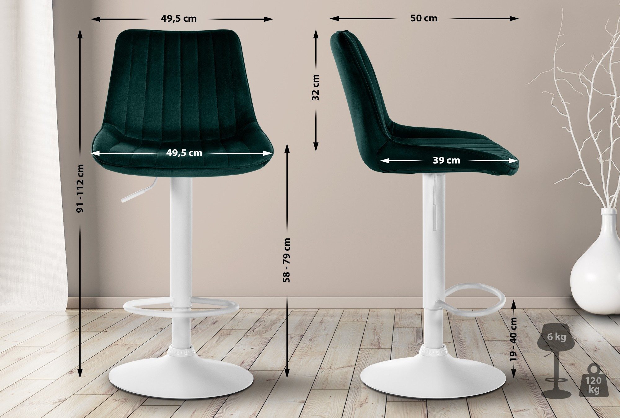 CLP Barhocker Toni Samt (2er Set, günstig online kaufen