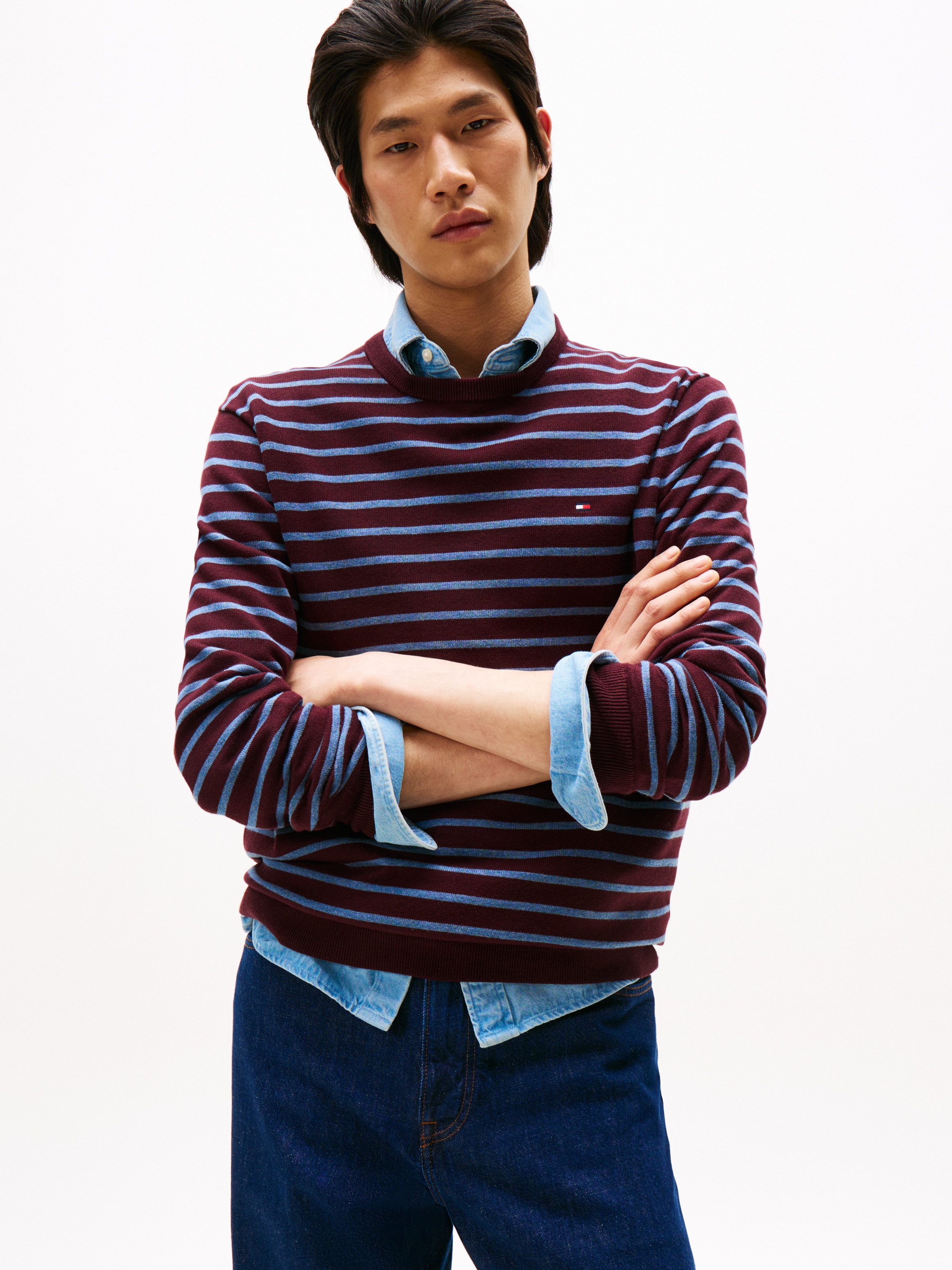 Tommy Hilfiger Rundhalspullover ESSENTIAL COTTON CREW NECK 100% Baumwolle Crewneck Regular Fit Premium Mode