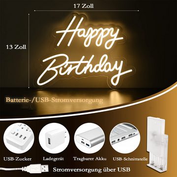 Welikera Dekolicht LED Neon Happy Birthday Lights,Dekorative Buchstabenlichter,15W/5V