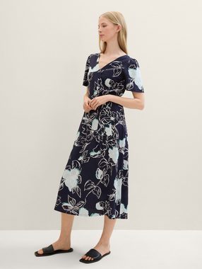 TOM TAILOR Jerseykleid Gemustertes Midikleid in Wickel-Optik