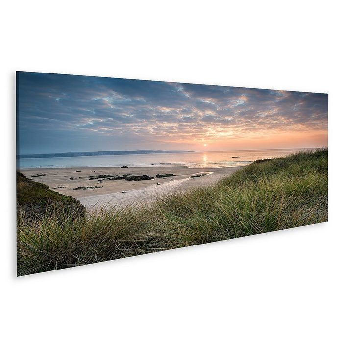 islandburner Leinwandbild Bild auf Leinwand Sonnenuntergang Über Dem Strand In Hayle In Cornwall