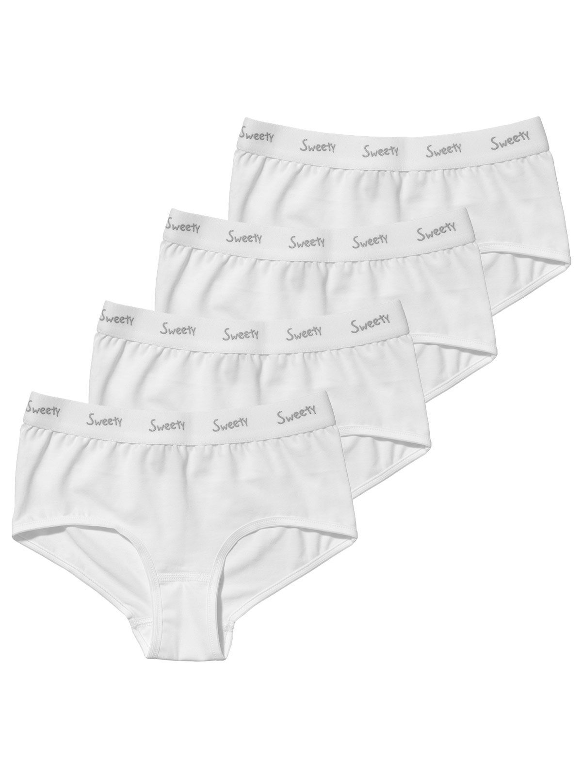 Sweety for Kids Slip 4er Sparpack Mädchen Hipster Single Jersey (Spar-Set, 4-St) hohe Markenqualität weiss