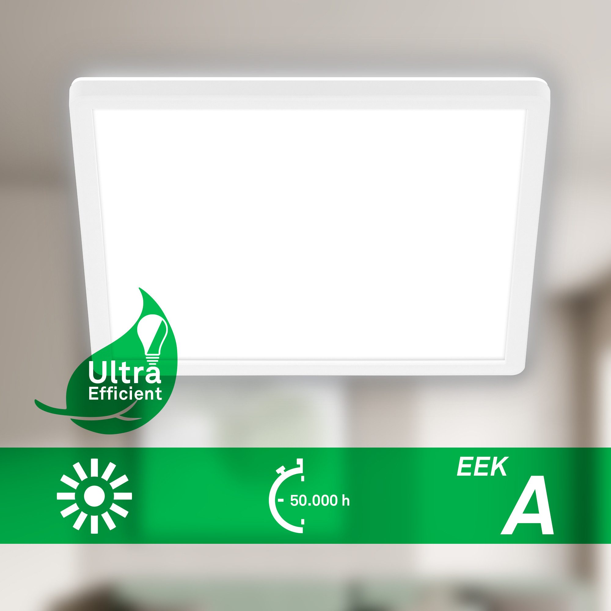 Briloner Leuchten LED Panel Deckenlampe ultraflach Energieeffizienz A Backlight-Effekt, LED fest integriert, LED wechselbar, 4000K, Verschiedene Ausführungen, Wohnzimmer Schlafzimmer Küche