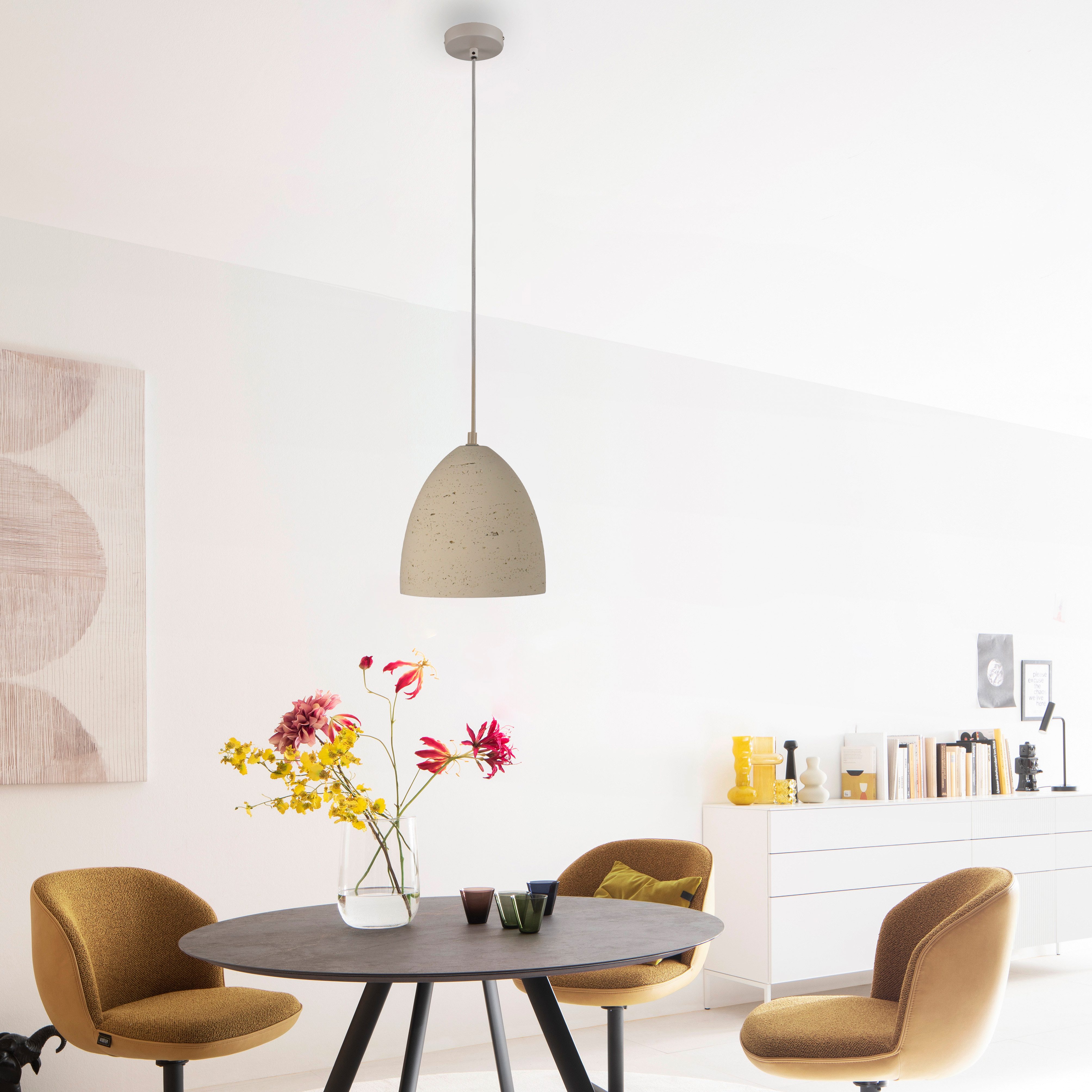 SCHÖNER WOHNEN-Kollektion LED Pendelleuchte TRAVENTA, ohne Leuchtmittel, SCHÖNER WOHNEN Kollektion, Travertinoptik, Downlight