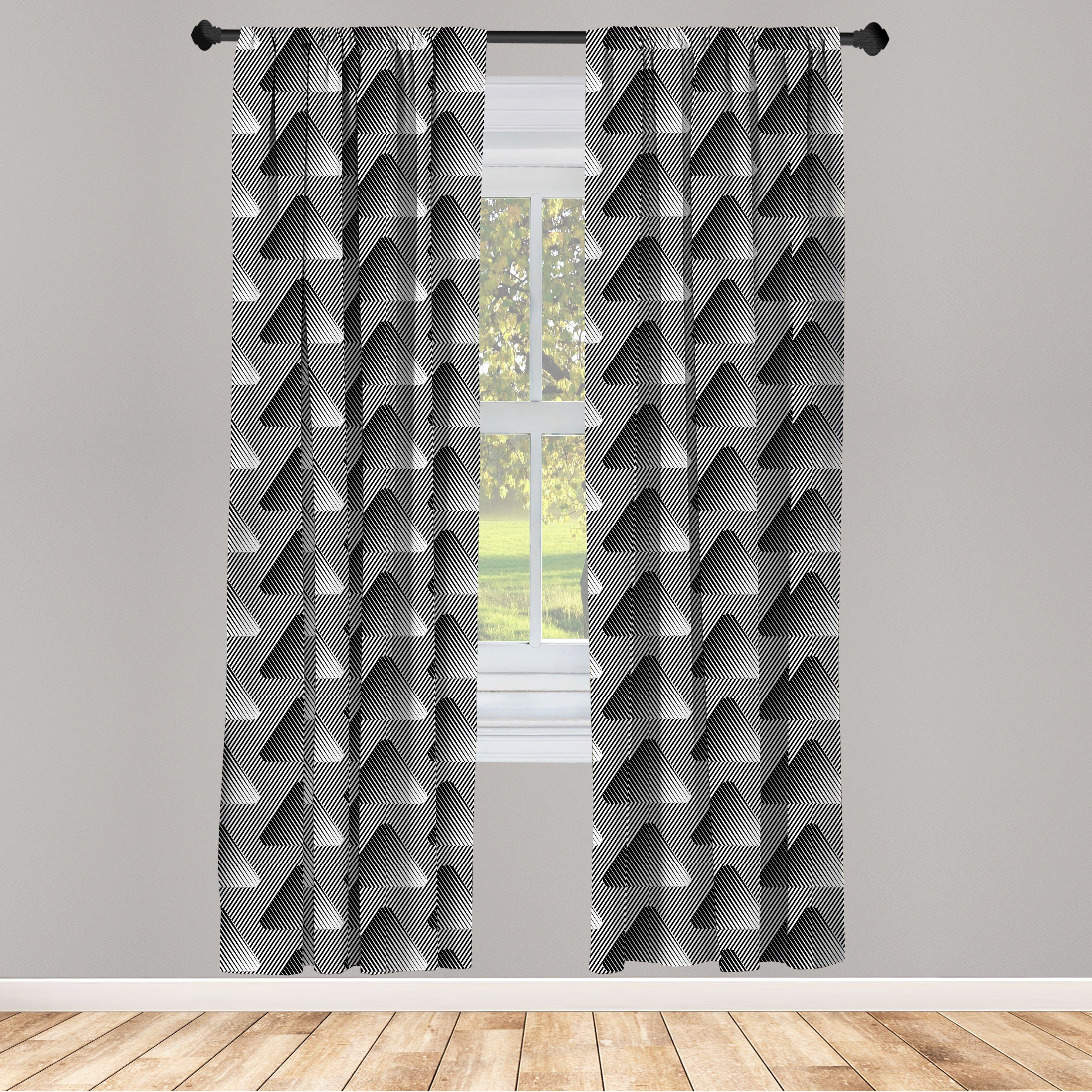 Gardine Vorhang für Wohnzimmer Schlafzimmer Dekor, Abakuhaus, Microfaser, Abstrakt geometrische Dimension
