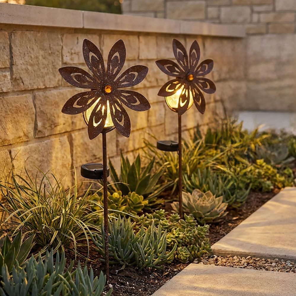 GLOBO LIGHTING LED Solarleuchte, LED-Leuchtmittel fest verbaut, Warmweiß, Solarleuchte Außenleuchte LED Windrad gelb Gartenlampe IP44 Deko H 50