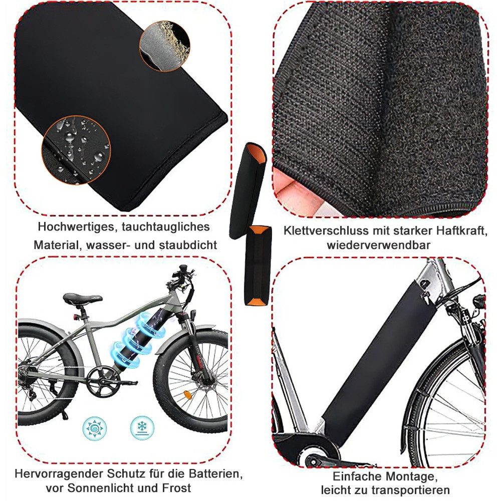 AFKSMILE Akku-Schutzhülle Wasserdichte Ebike Akku Schutzhülle, Für 28-36 cm Rahmenumfang, Lebensdauer Batterieverlängerung E-Fahrradzubehör, gegen Kälte Staub