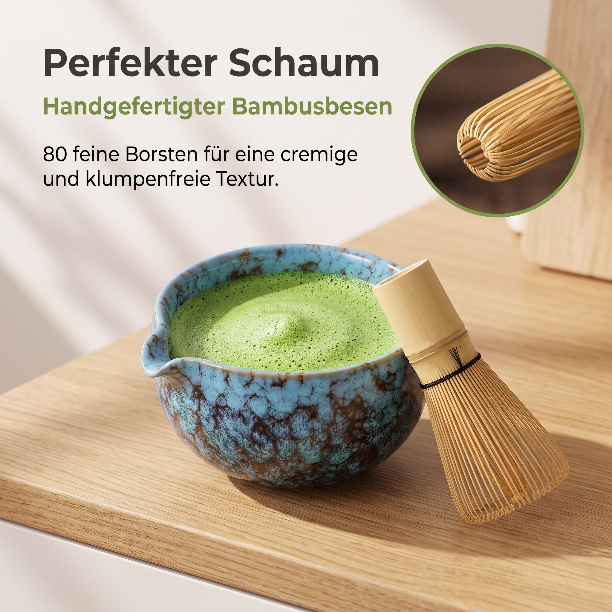 SURFOU Teeservice Matcha Set 7-teilig mit Schale Bambusbesen Sieb Zubehör (7-tlg) – Bild 3 von 5