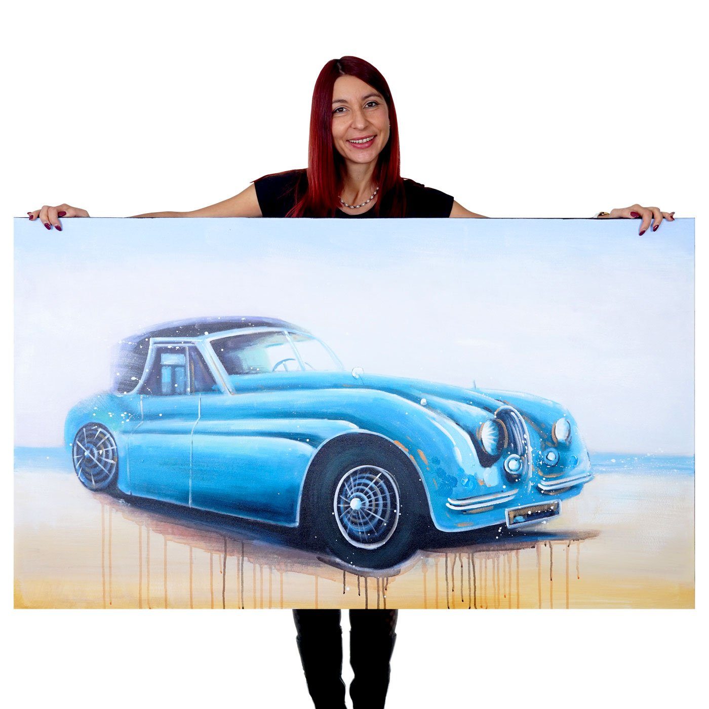 MCW Ölgemälde Wandbild Oldtimer, Oldtimer, Hohe Qualität, Jedes Bild ein Unikat, Ölfarben