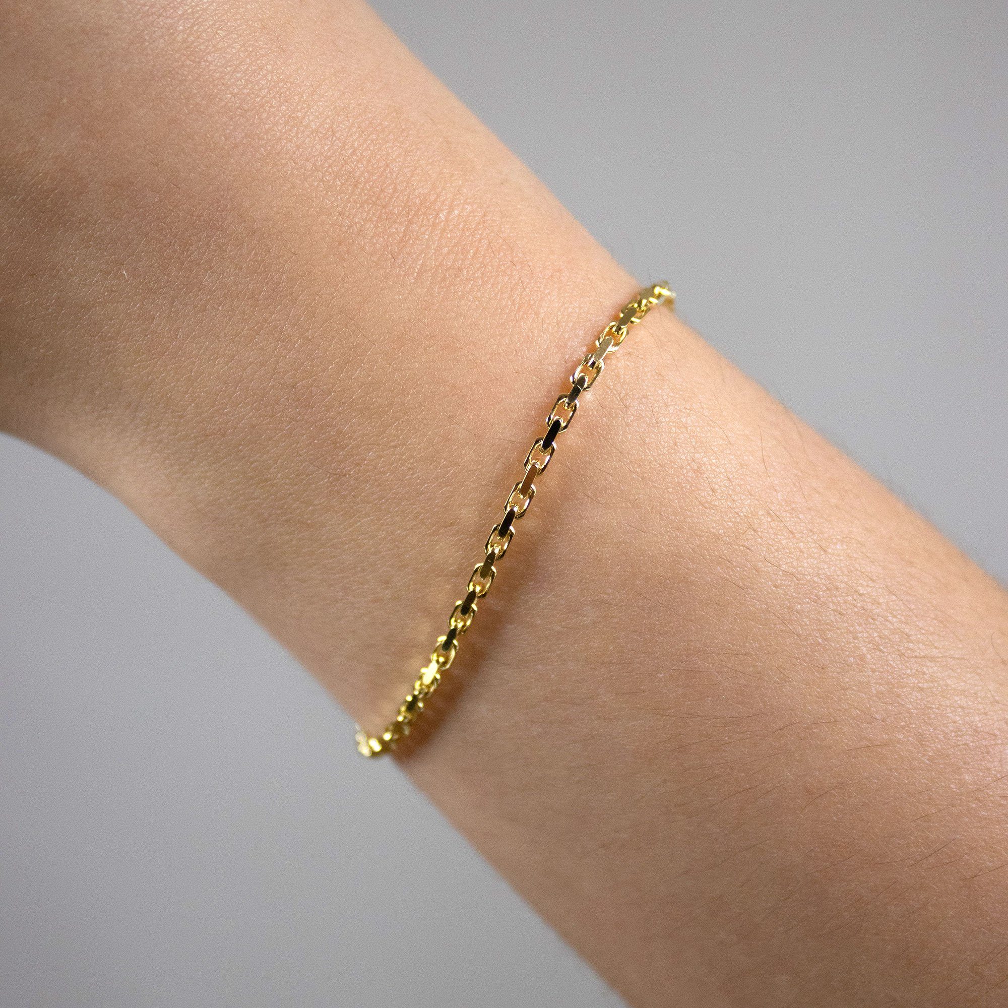 HOPLO Goldarmband Ankerkette diamantiert Länge 18,5cm - Breite 2,0mm - 333-8 Karat Gold, Made in Germany