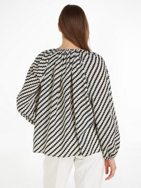 Tommy Hilfiger Blusentop ZIGZAG GATHERED BLOUSE LS mit Logopatch