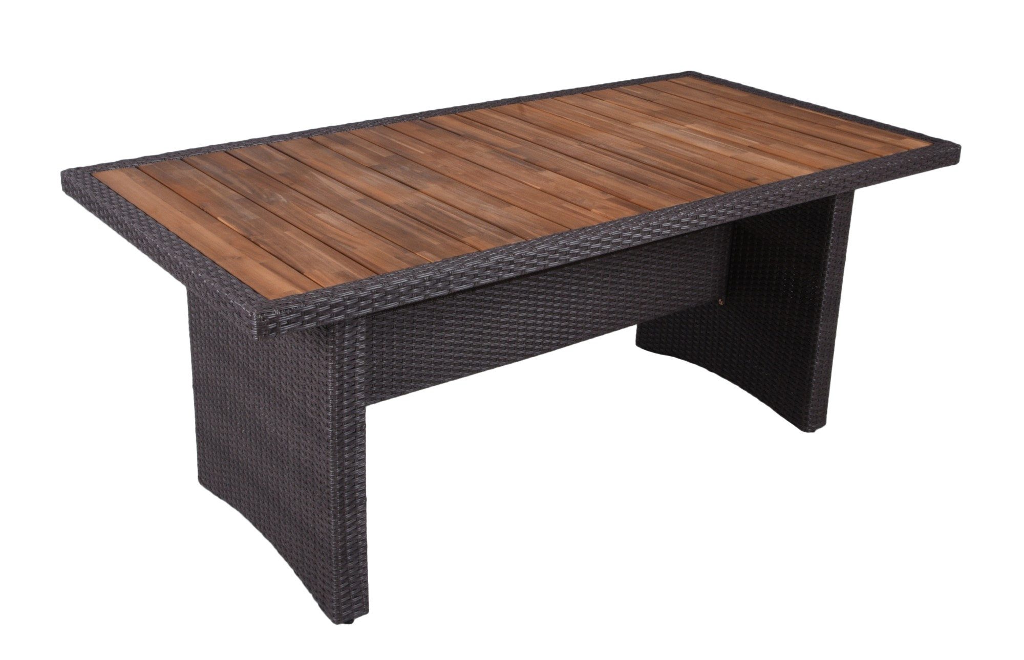 Garden Pleasure Gartentisch, Tisch BRAGA 180cm grau Polyrattan Akazietischmöbel Möbel