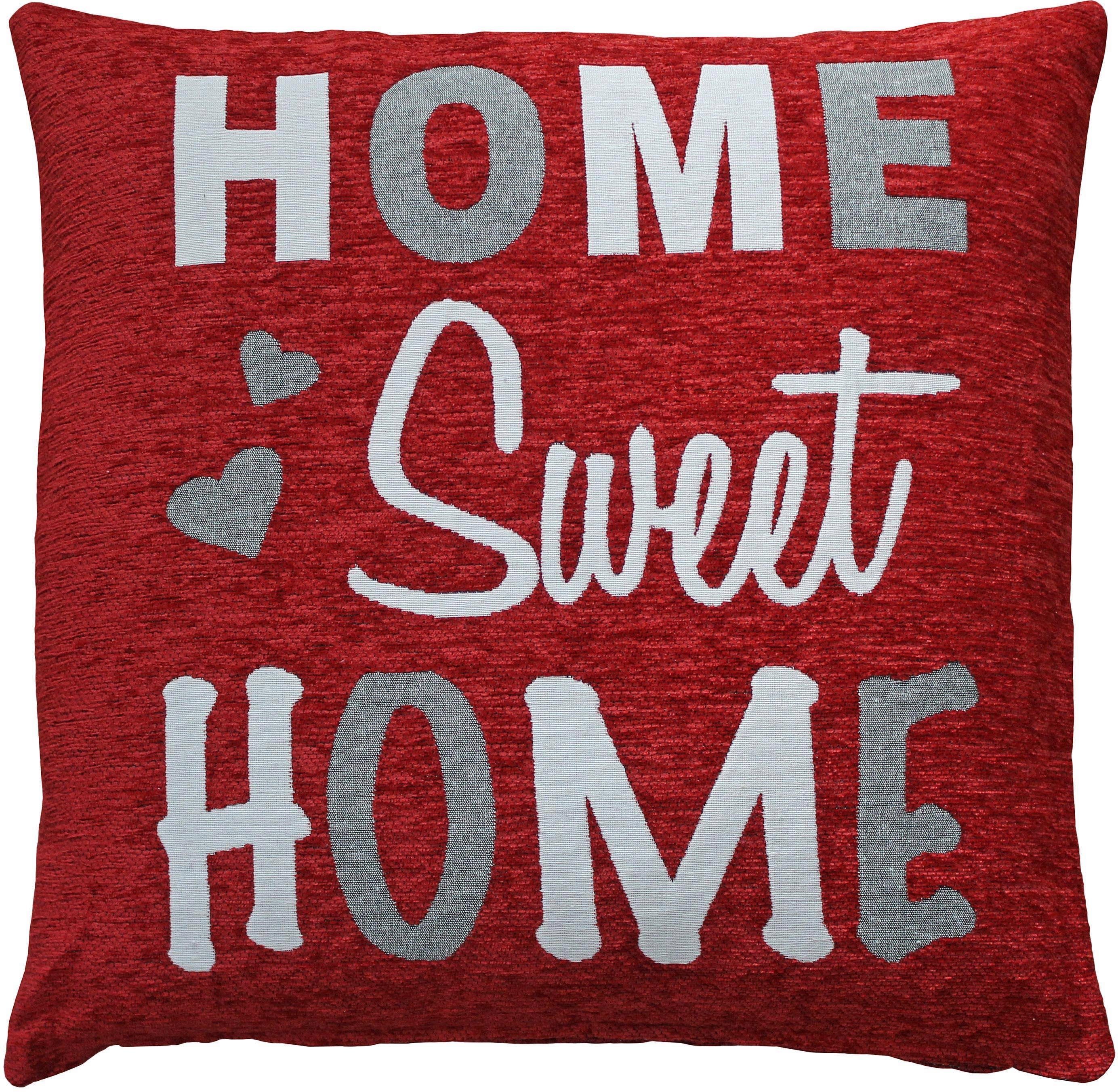 Stück) (2 - HOMECOLLECTION Kissenhülle Home, Sweet Home HOSSNER rot/natur