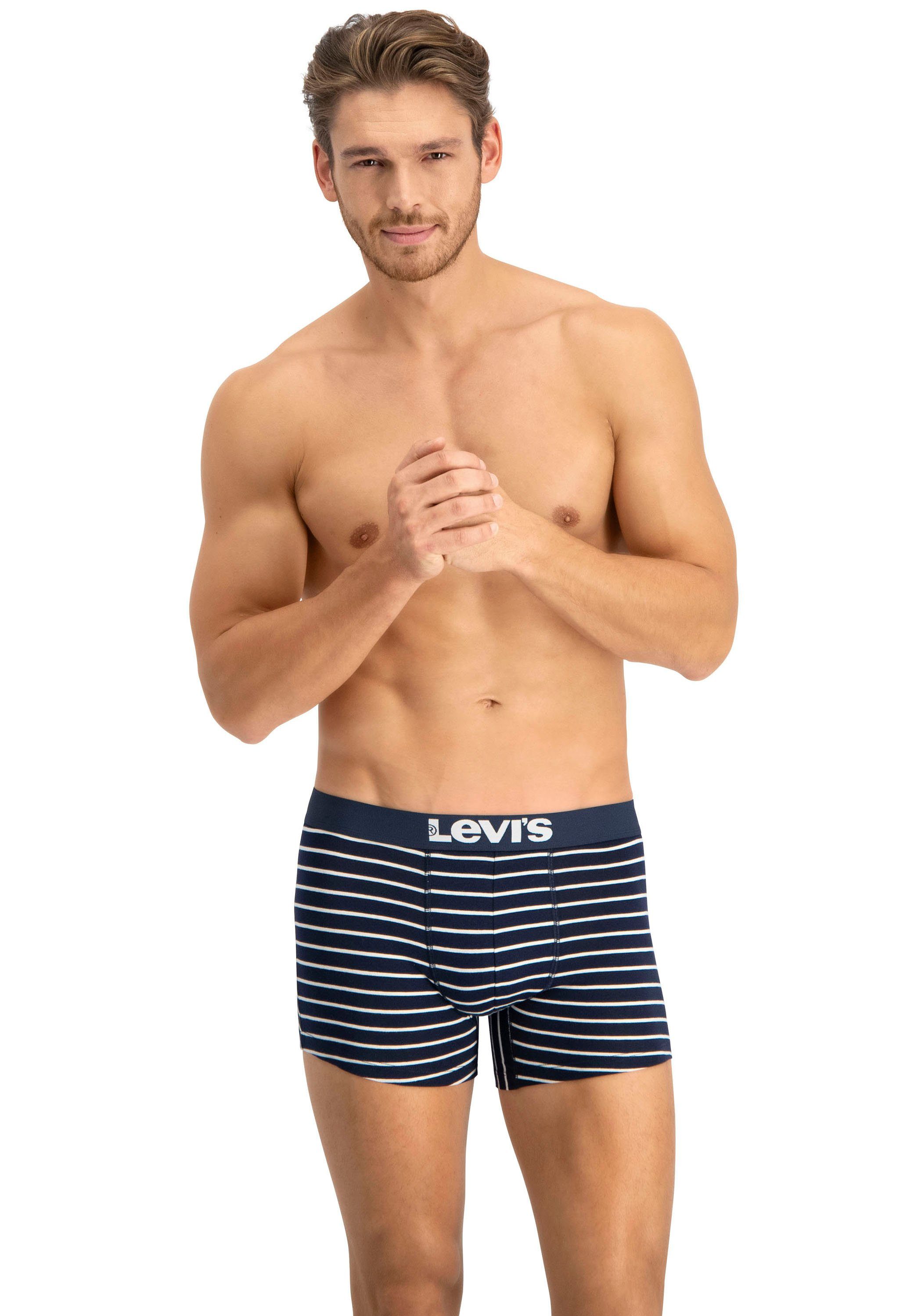 2-St) 2P BRIEF YD LEVIS Levi's® VINTAGE BOXER STRIPE Boxershorts navy (Packung, MEN