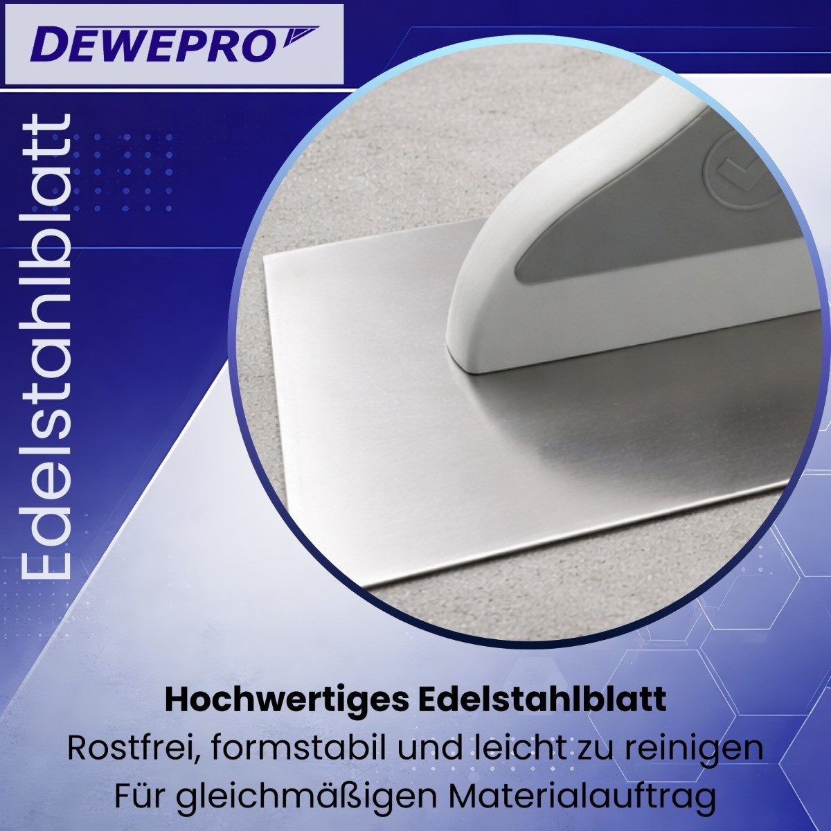 DEWEPRO Maurerkelle DEWEPRO Schweizer Glättekelle - Aufziehglätter - Edelstahl 480x130mm