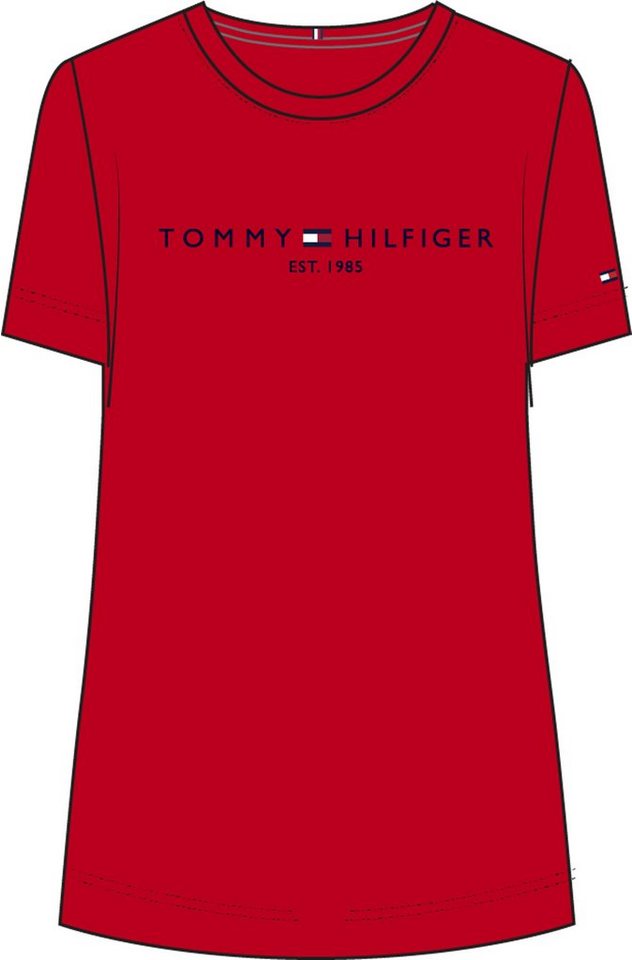 C-NK SIZE TEE T-Shirt Hilfiger PLUS der Logo-Stickerei Tommy HILFIGER (1-tlg) CURVE,mit SS Hilfiger Front Curve CRV Tommy auf REGULAR