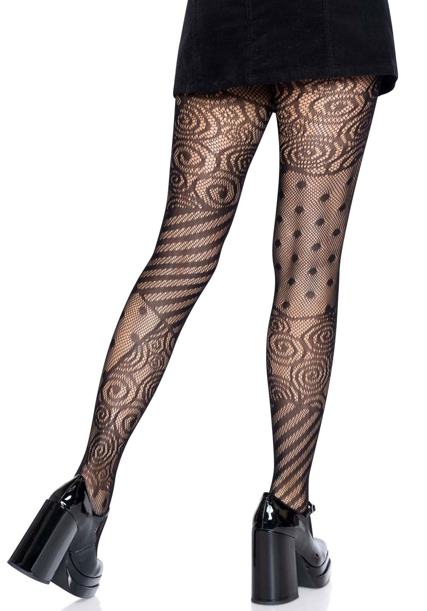 Leg Avenue Ouvert Strumpfhose Netz-Strumpfhose mit verschiedenen Mustern - schwarz (1 St) elastischer Netz-Stoff