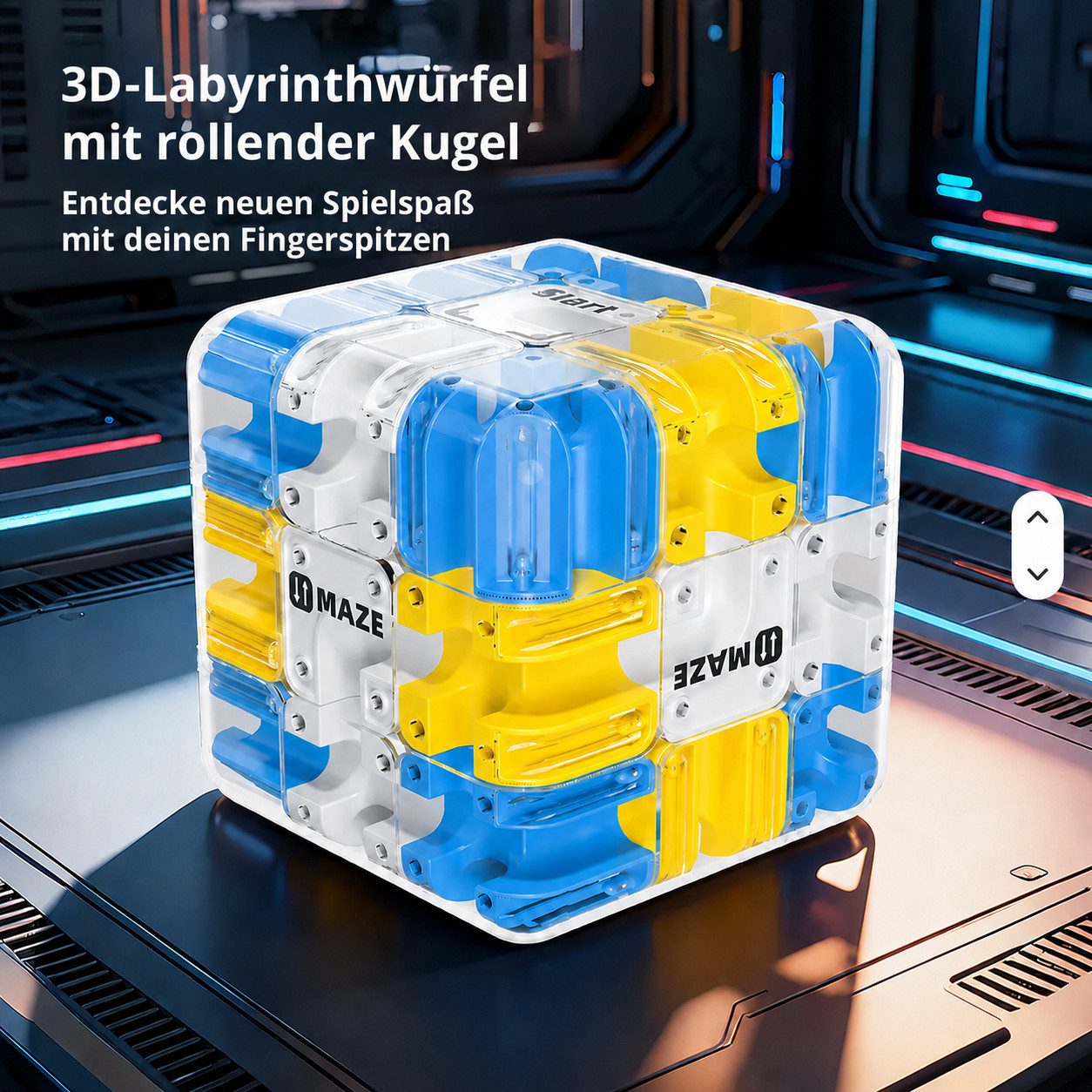 TruWare Würfelpuzzle 3D-Labyrinthwürfel mit rollender Kugel – Geduldsspiel Puzzle Cube, Puzzleteile, Drehbarer Maze Würfel für Kinder & Erwachsene, Konzentrationsspiel