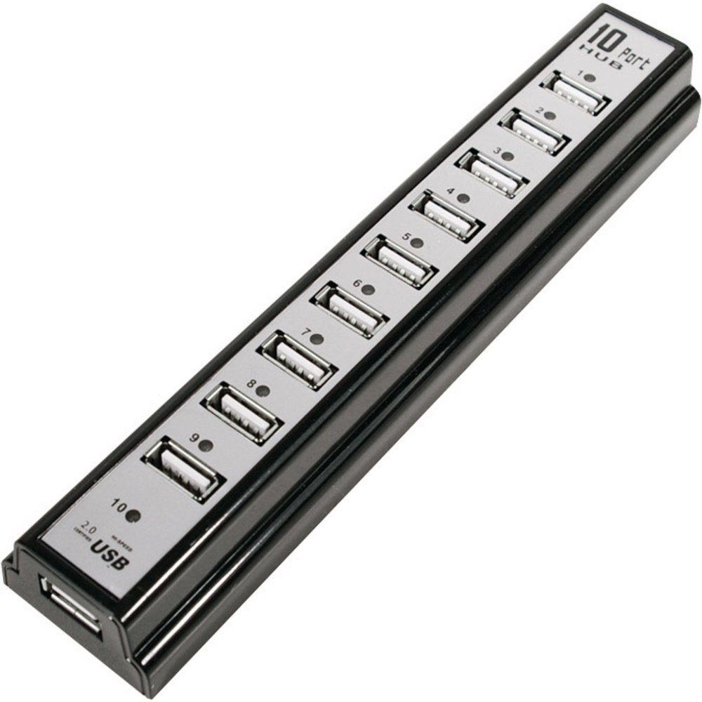 USB-Verteiler LogiLink UA0096 10 Port USB 2.0-Hub Schwarz