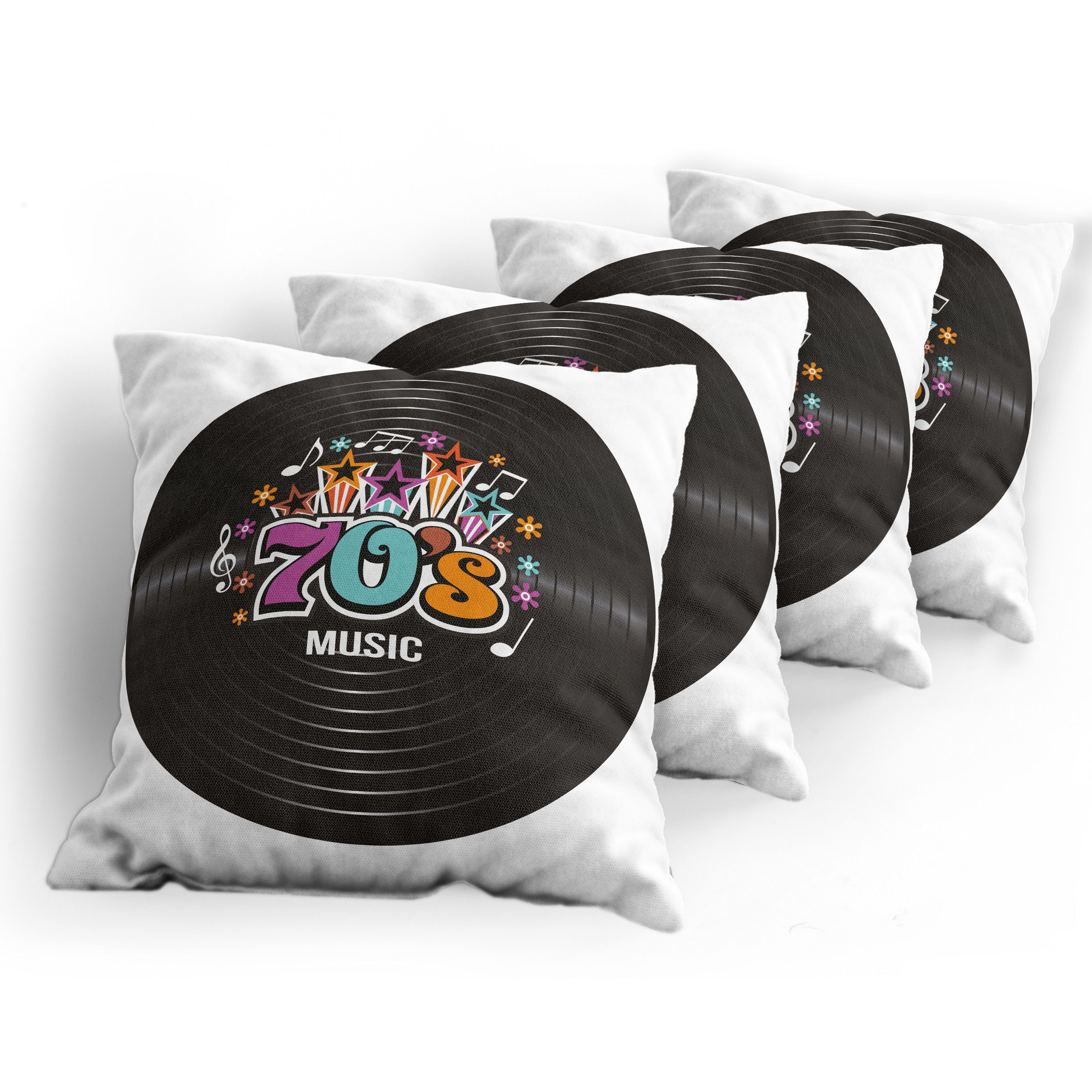 Abakuhaus Digitaldruck, 70s Accent Rekord Stück), Kissenbezüge Vinyl Modern (4 Diskographie Doppelseitiger