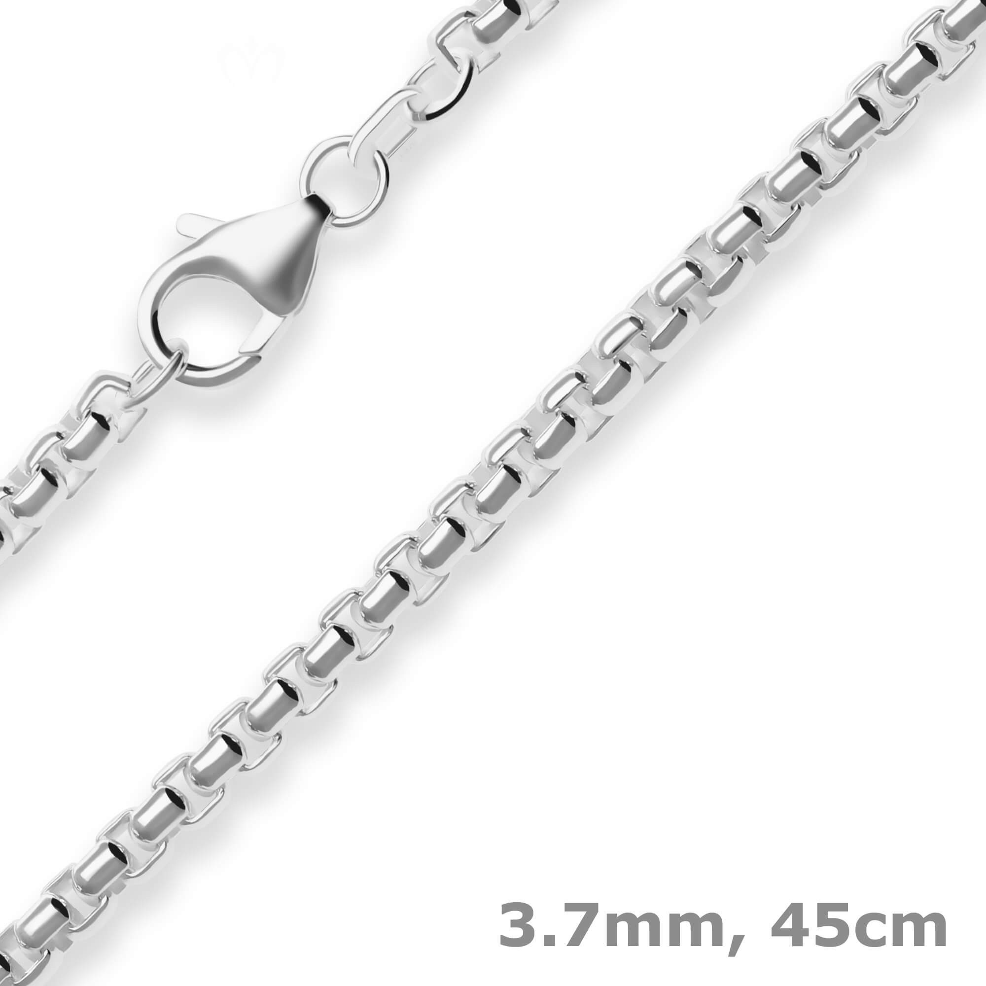 Schmuck Krone Silberkette 3,7mm Veneziakette rund aus 925 Silber 45cm, Silber 925