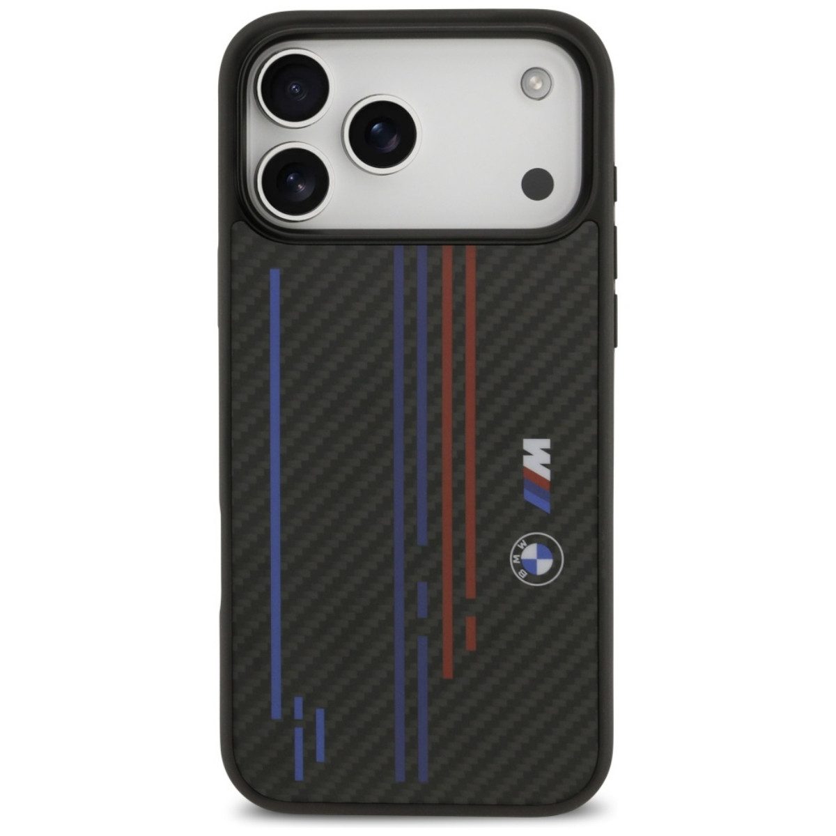BMW Handyhülle M Kevlar Lines & Logo Case für iPhone 17 Pro Max – Schwarz 6,9, Aramidfaser mit Carbonstruktur und Linienakzenten