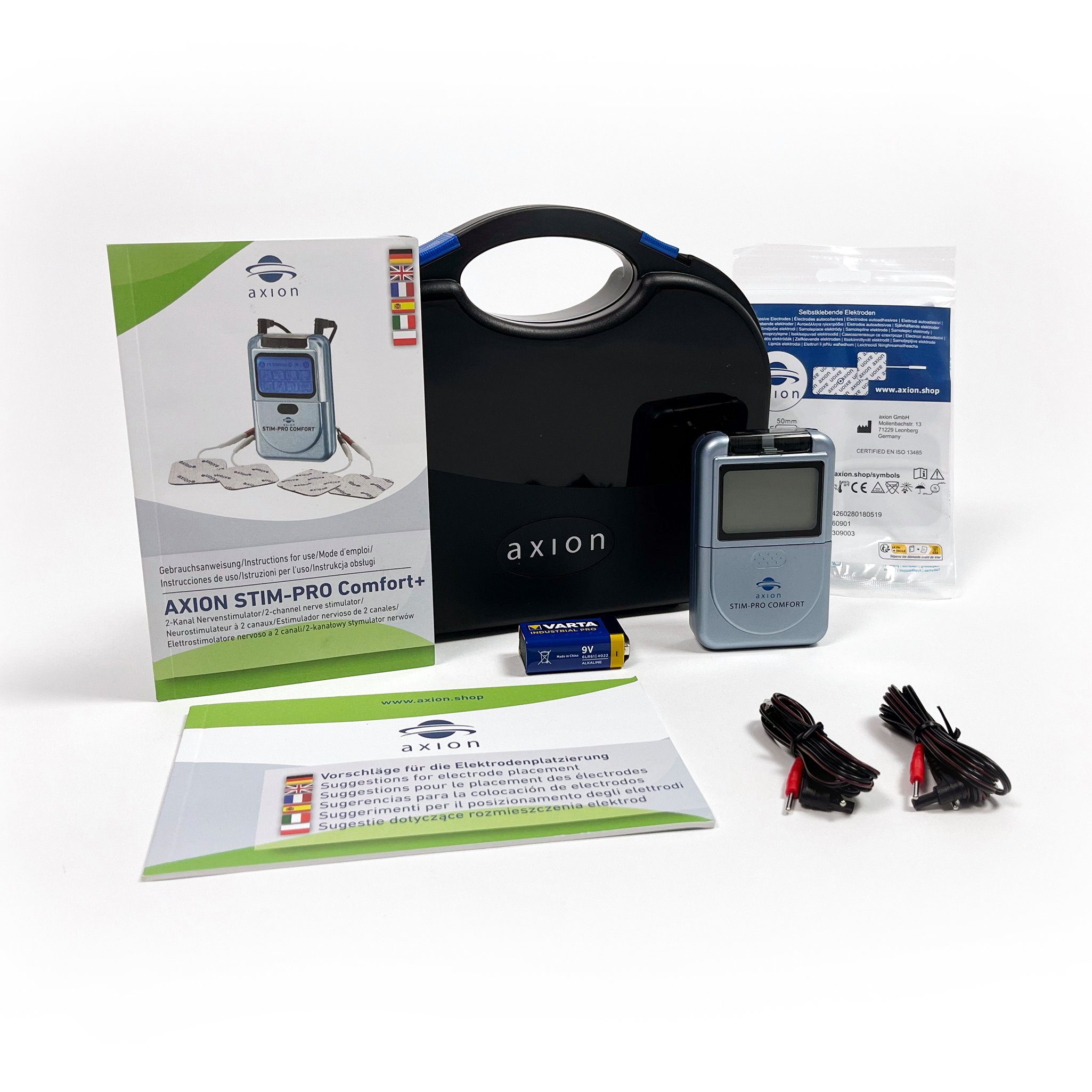 Axion TENS-Gerät 2 Kanal TENS Gerät STIM-PRO COMFORT gegen Schmerzen, (Set), Medizinprodukt nach MDR (EU) 2017/745