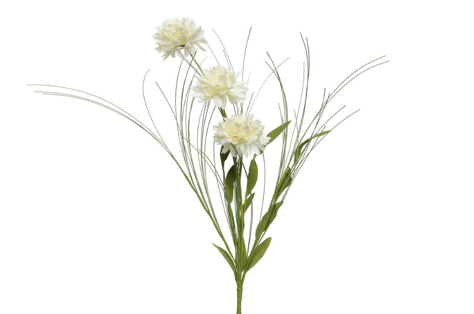 Kunstpflanze Dahlienstrauß Gräser Kunstzweig Kunstblume Kunststrauß weiß H 60 cm