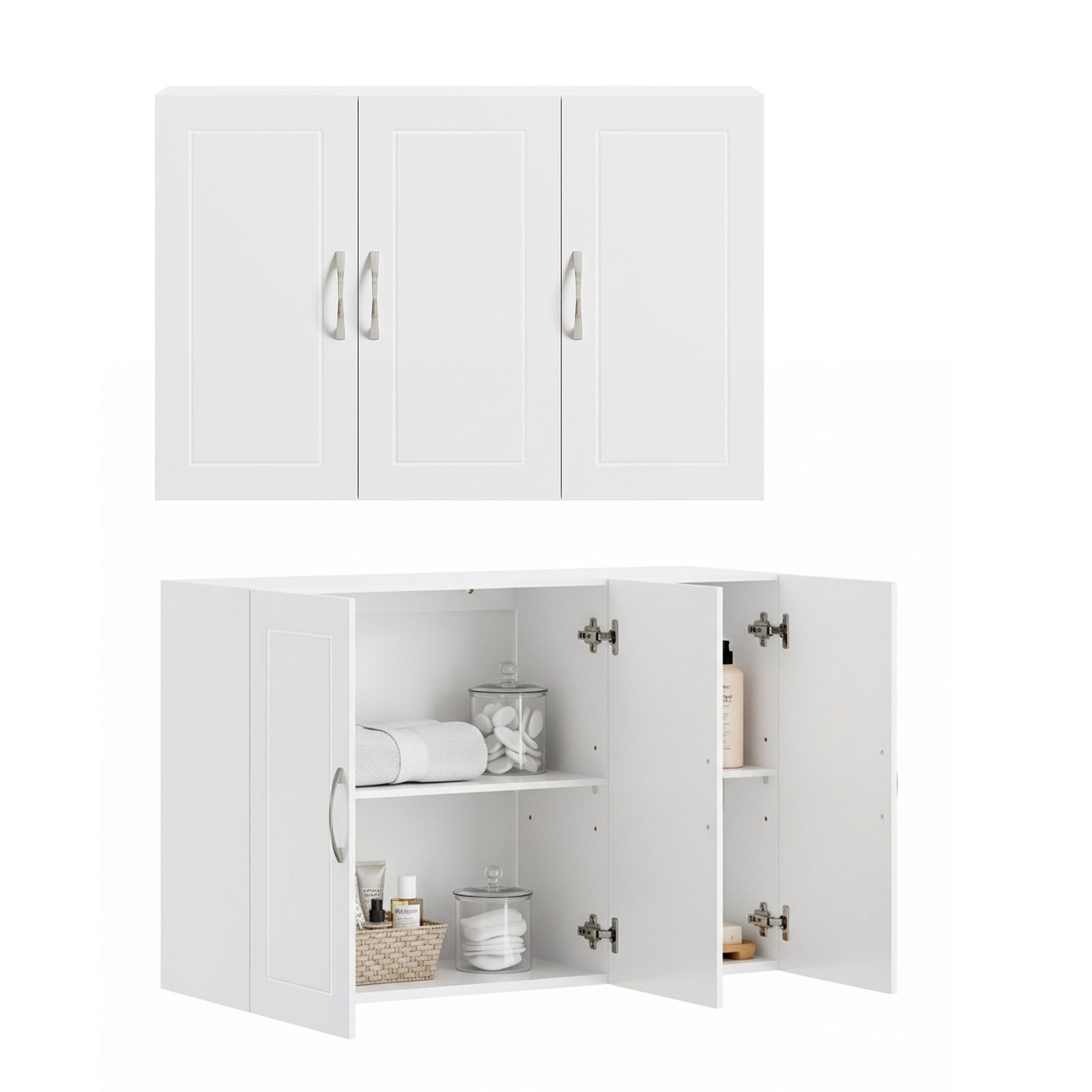 SoBuy Hängeschrank FRG231, Wandschrank Badezimmerschrank Küchenschrank Badschrank mit 2/3 Türen, mit verstellbaren Ablagen, 30 x 60 x 60/90cm