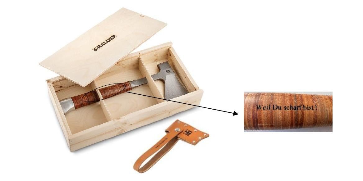 Beil HALDER Handbeil Weil du scharf bist! in Geschenkbox Sonderedition
