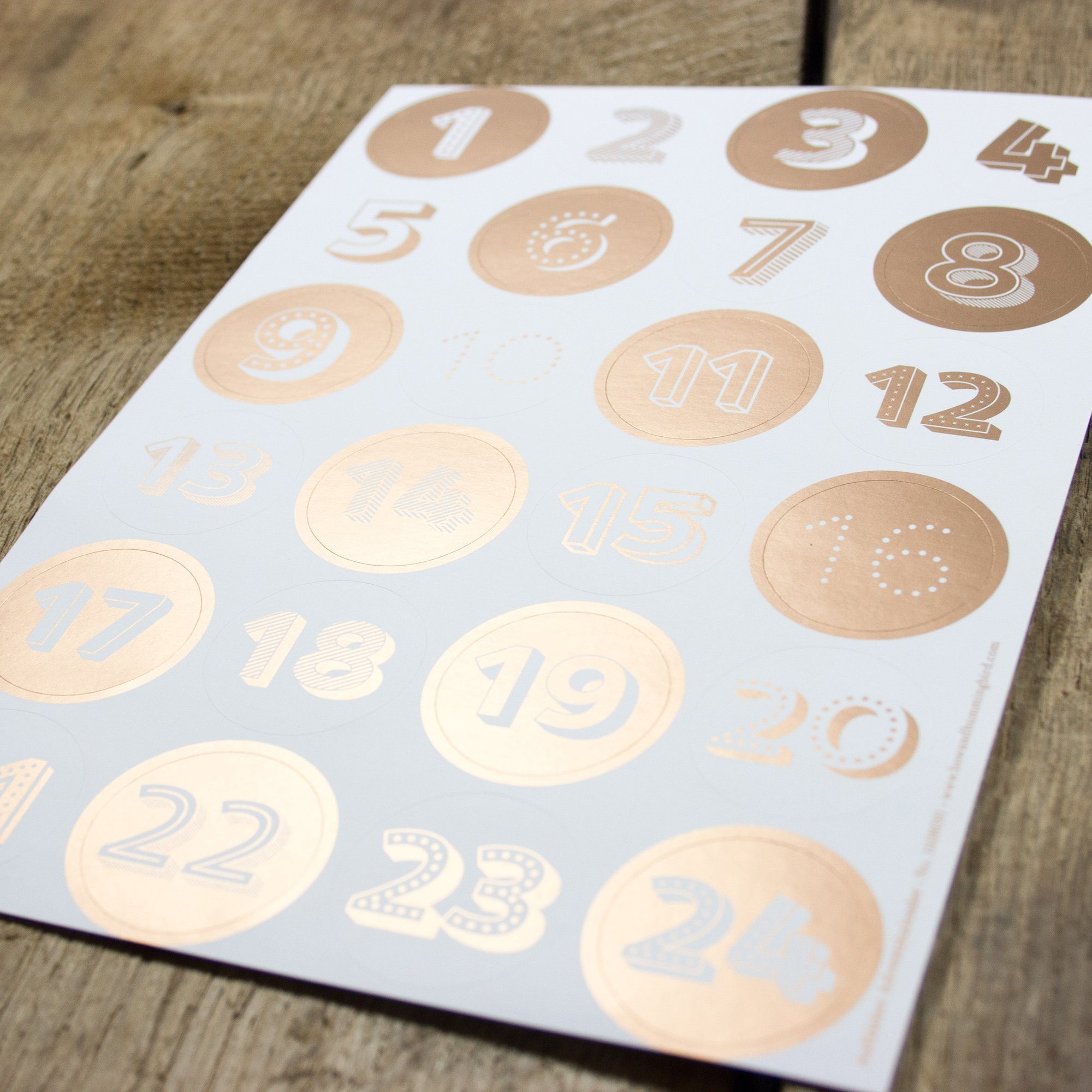 Bow & Hummingbird Adventskalender Aufkleber Adventskalender Kupfer