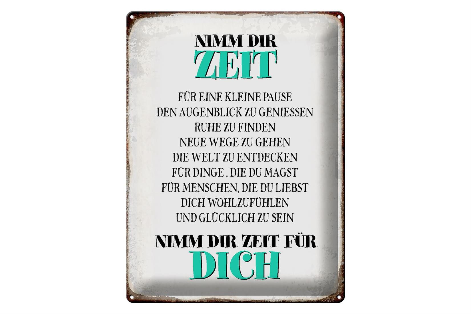 Metallschild Spruch 30x40cm nimm dir Zeit für dich glücklich