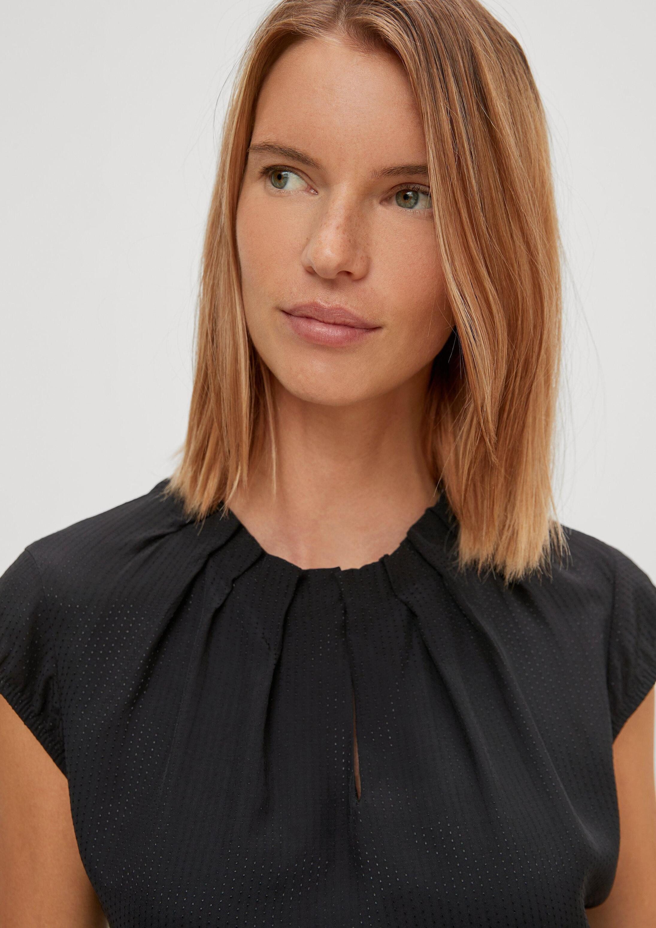 comma Kurzarmbluse Bluse Viskosebluse mit Strukturmuster