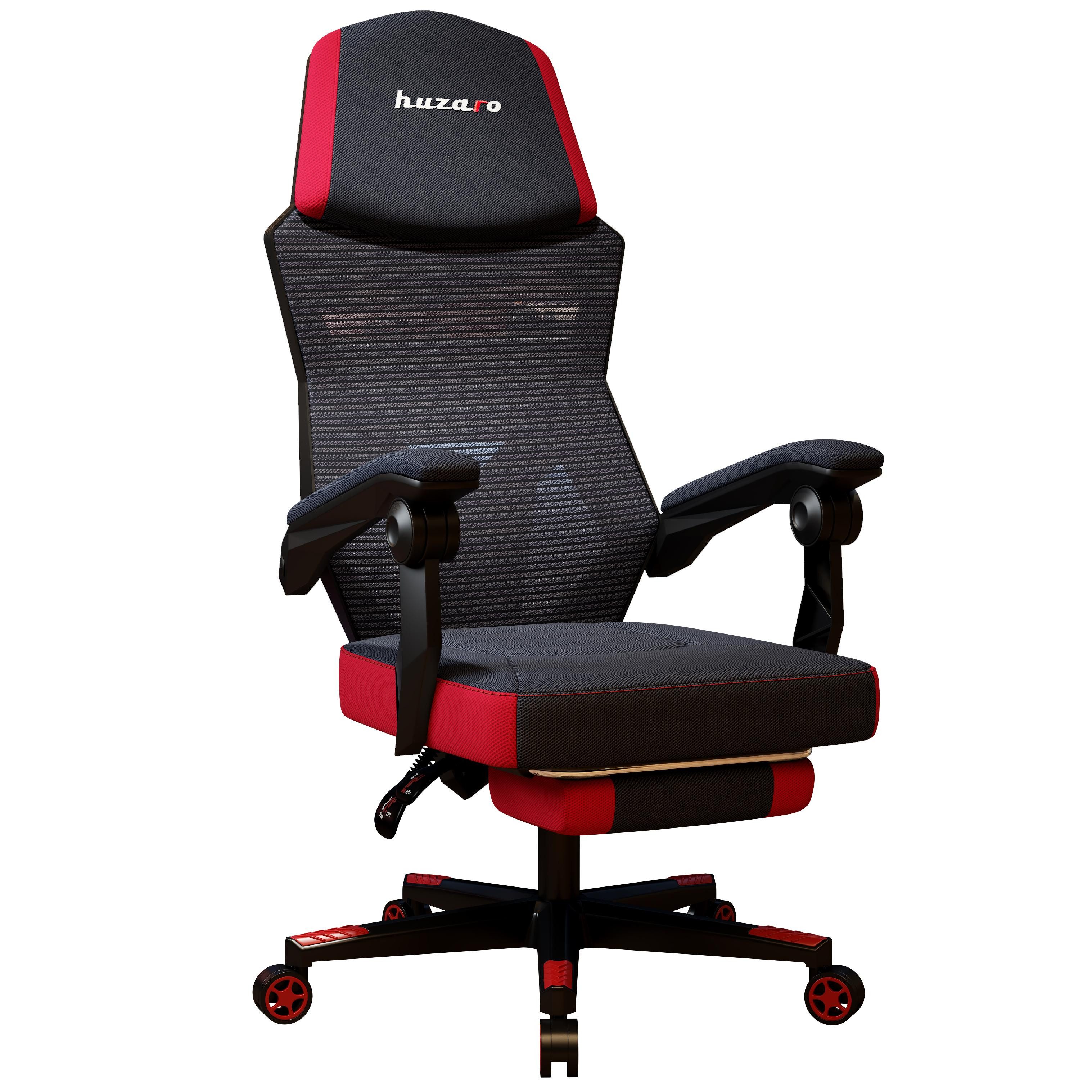 Huracan Gaming-Stuhl Gaming Stuhl Stoff Gaming Chair Ergonomisch Bürostuh PC Stuhl (mit Fußstütze 90-135° Rückenlehne einstellbar), 150kg Belastbarkeit, Verstellbarer und Drehbarer Schreibtischstuh
