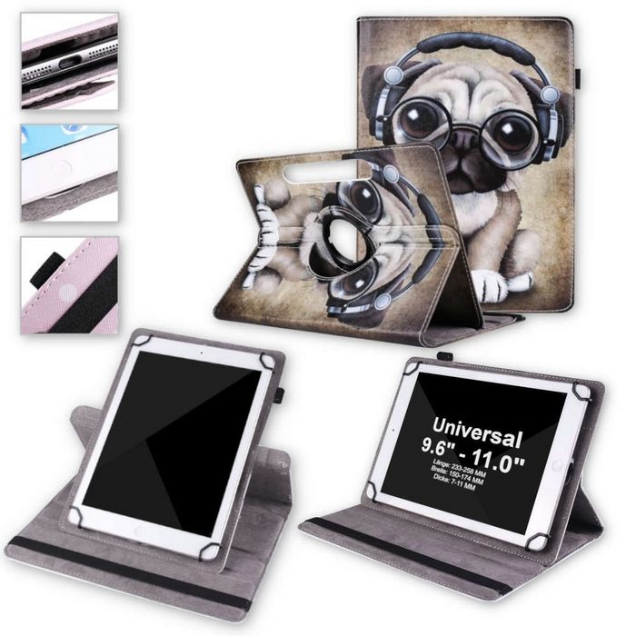 Wigento Tablet-Hülle Für Lenovo Tab M10 10.1 Zoll 360 Grad Rotation Universell Motiv 5 Tablet Tasche Kunst Leder Hülle Etuis