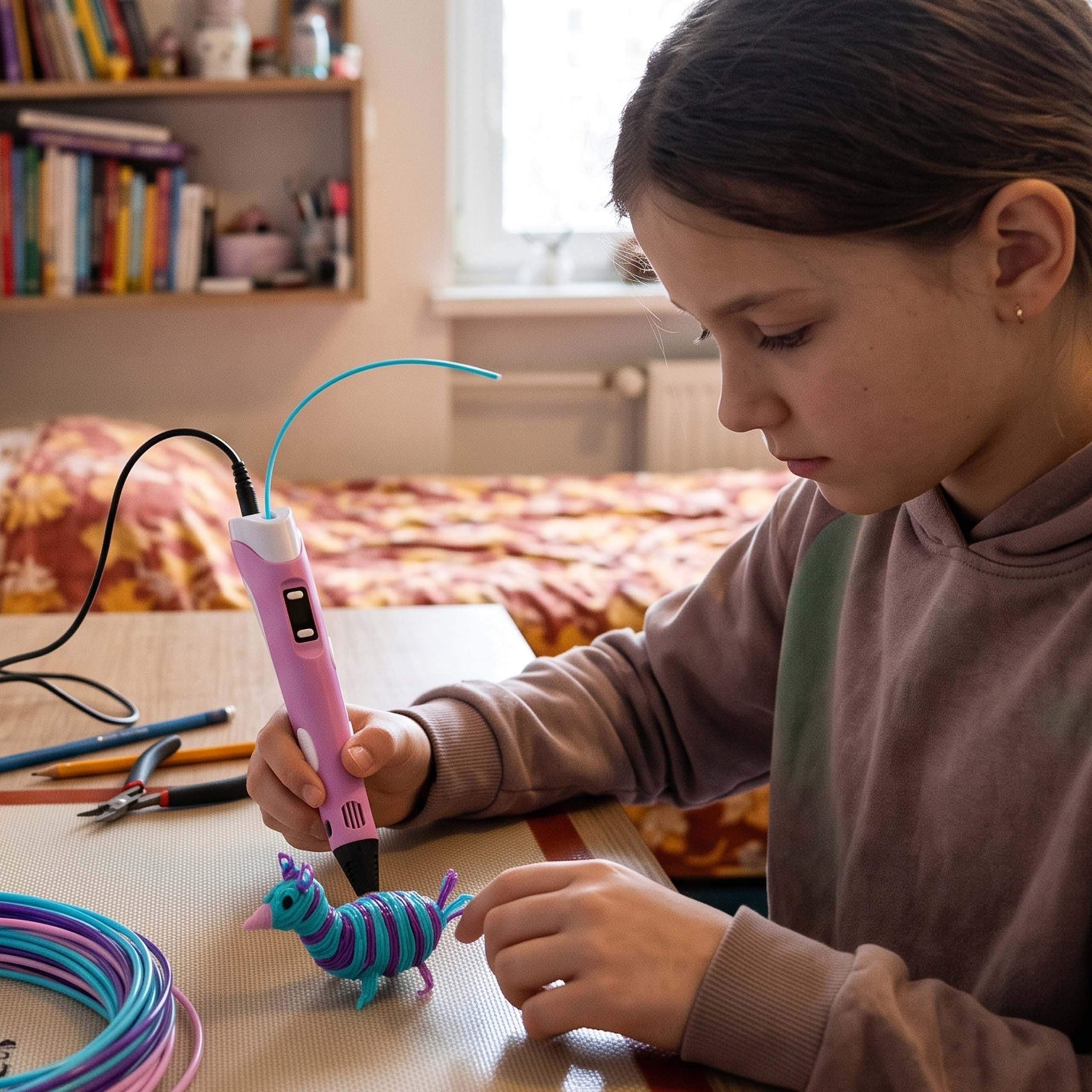 Sarcia.eu 3D-Drucker-Stift Rosa 3D-Stift für Mädchen + Filamente, Ladekabel, ab 14 Jahren – Bild 5 von 5