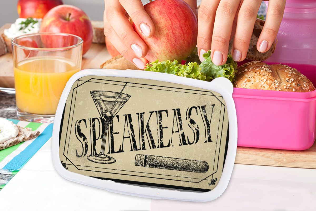 MuchoWow Lunchbox Brotdose für Kinder, Erwachsene, Barschildes, rosa Snackbox, Kunststoff, Eine Brotbox Kunststoff eines (2-tlg), Mädchen, Illustration