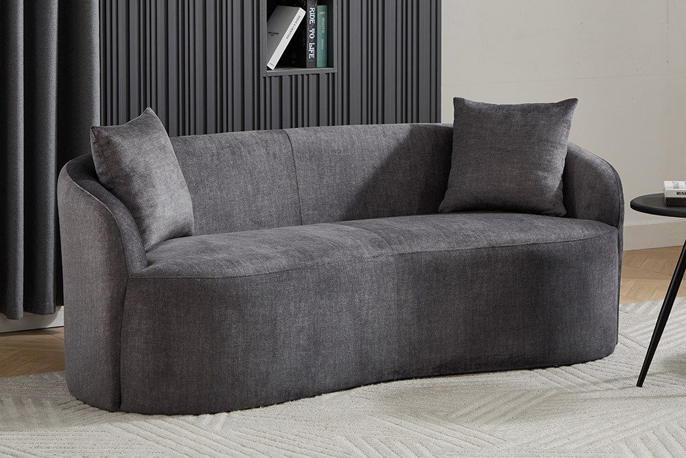 riess-ambiente 2-Sitzer ELEMENTAL 180 cm graphit grau – Samt, Federkern, inkl. Zierkissen, Einzelartikel 1 Teile, Rundumbezogene Couch - ideal für Wohnzimmer, Apartments oder Lounge