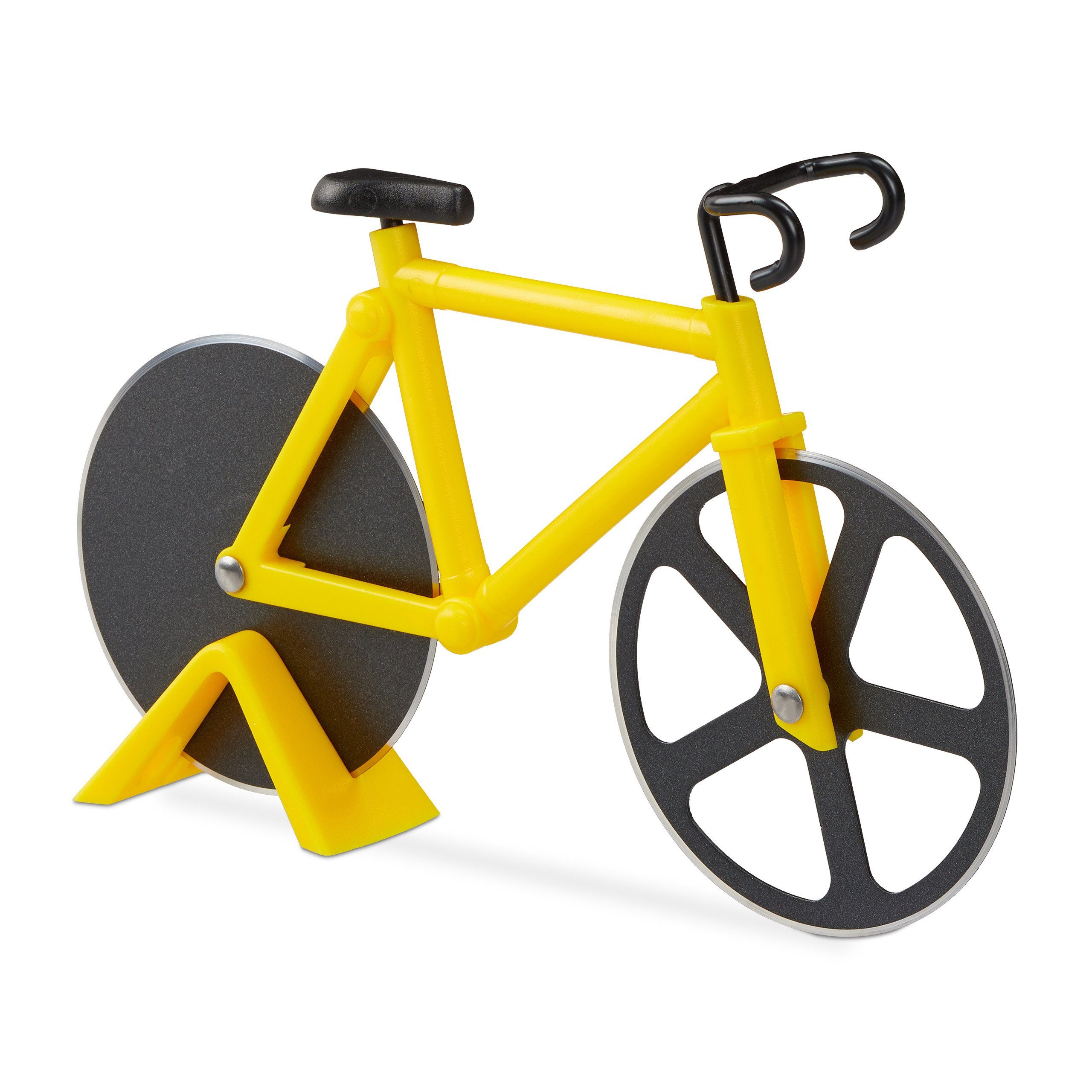 relaxdays Pizzaschneider Fahrrad Pizzaschneider, gelb