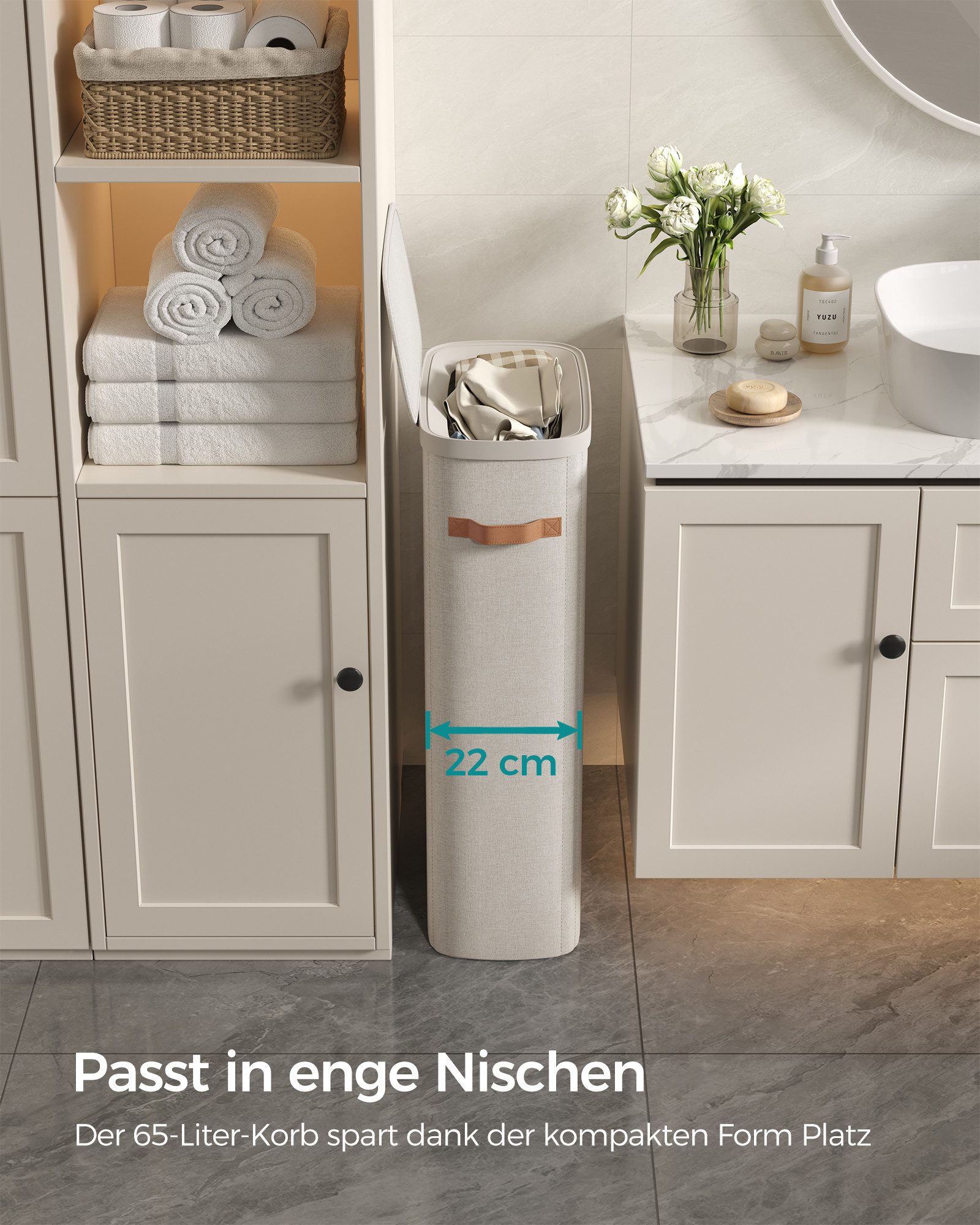 SONGMICS Wäschekorb, 100/170/190 L Wäschesammler 1/2/3 Fächer, Wäschetonne