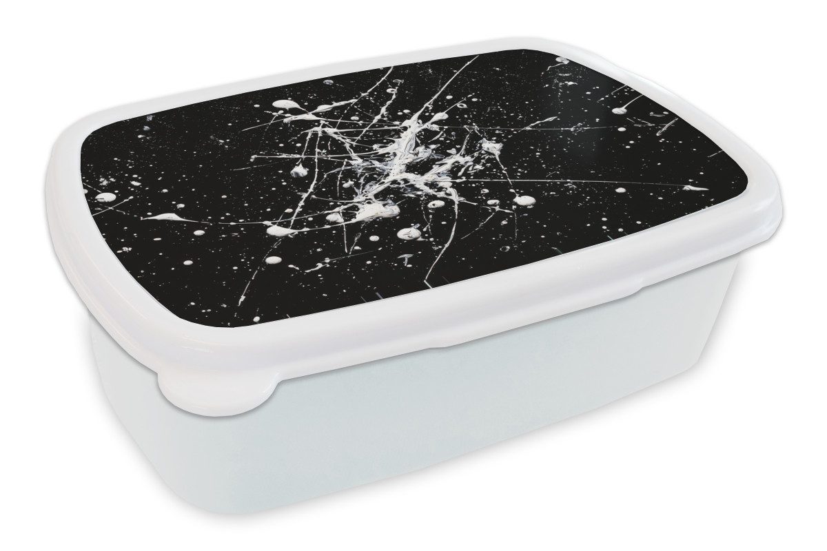 MuchoWow Lunchbox Farbspritzer - Weiß - Abstrakt - Explosion, Kunststoff, (2-tlg), Brotdose Schule oder Arbeit, Brotbox für Kinder und Erwachsene