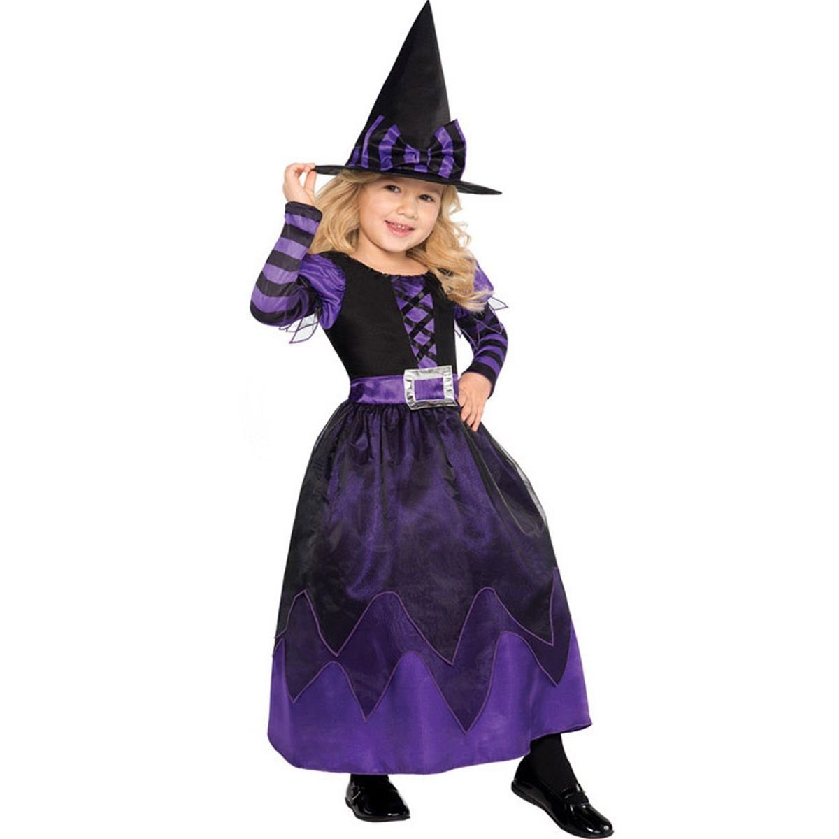 Amscan Hexen-Kostüm Lilith Halloween mit Hexenhut für Kinder