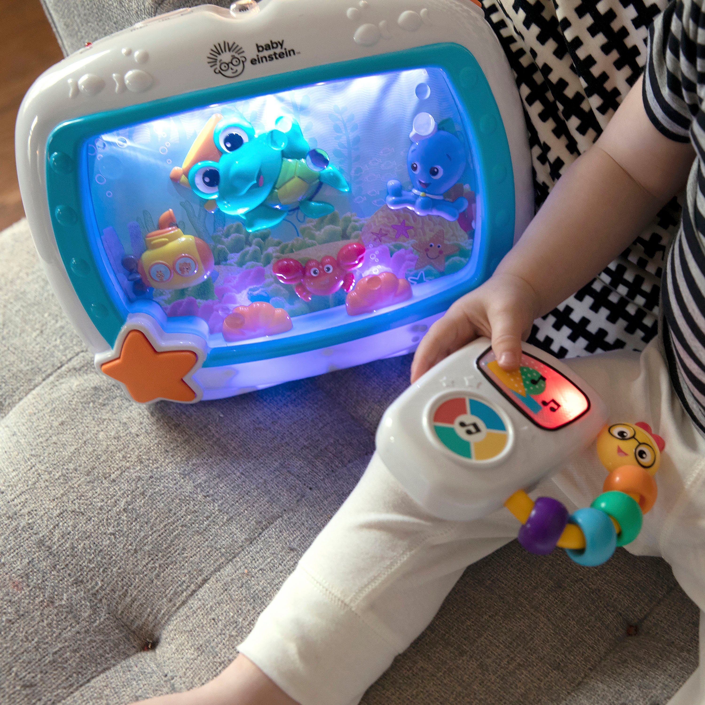 Baby Einstein Nachtlicht Schlummerlicht Sea Dreams, Einschlafhilfe, Fernbedienung, Infrarot inkl., Timerfunktion, LED fest integriert, blau, inklusive Fernbedie – Bild 4 von 5