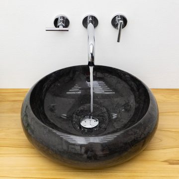 wohnfreuden Aufsatzwaschbecken Marmor Waschbecken ASBAK 45 cm schwarz (Kein Set), 125491