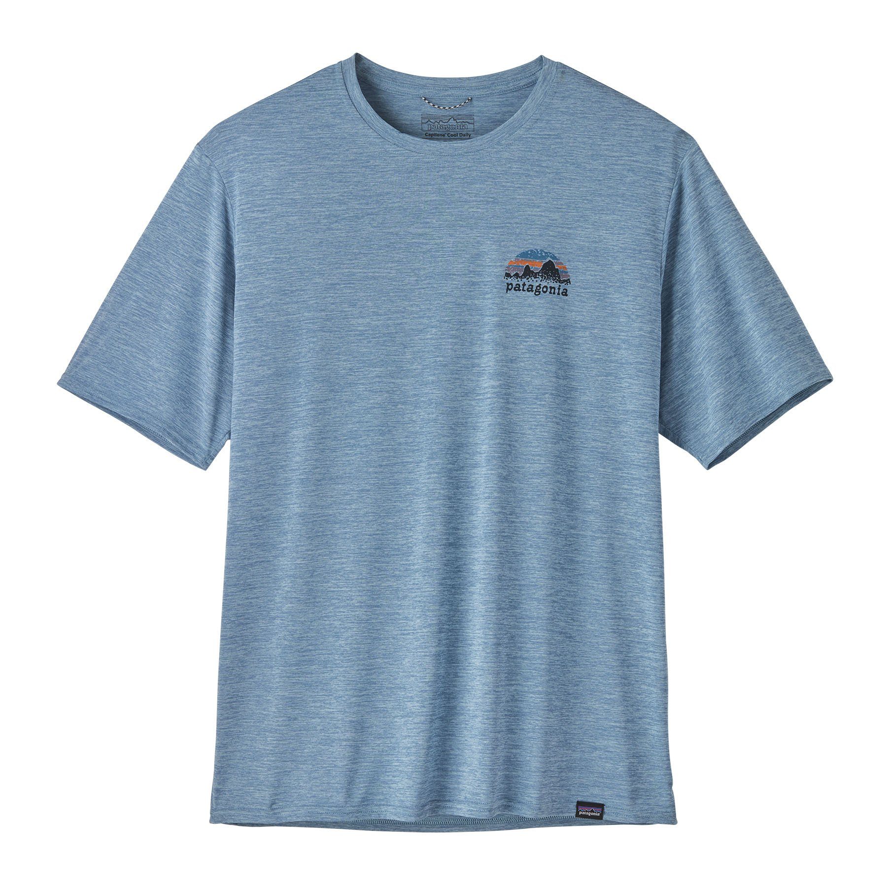 Patagonia T-Shirt Patagonia Herren T-Shirt Cap Cool Daily Graphic Adult '73 skyline: smolder blue x-dye
