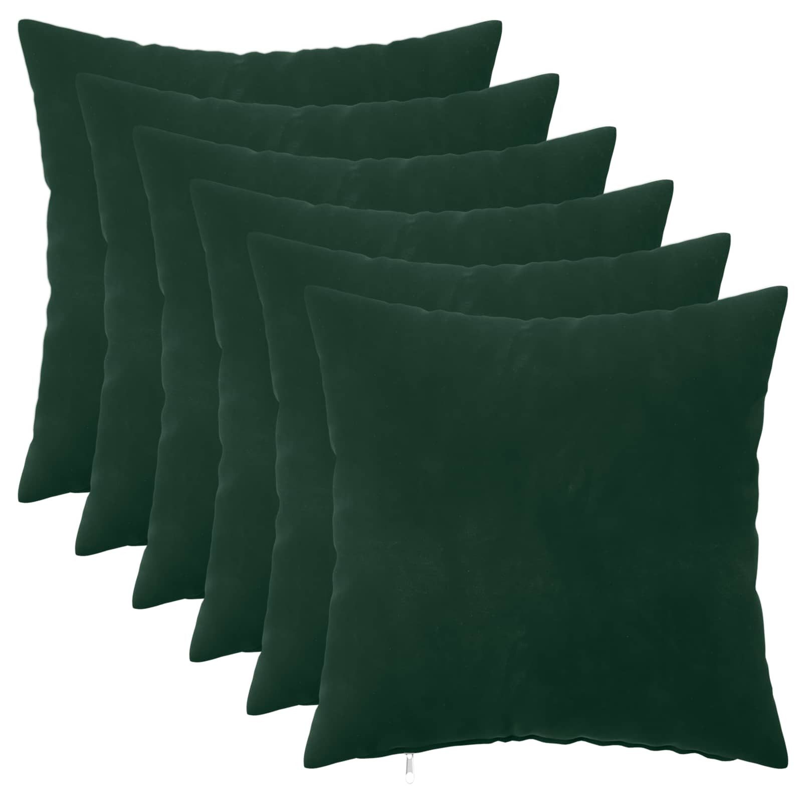 vidaXL Kissenbezug Kissenbezug 6 pcs HEERLEN Dunkelgrün 35 x 35 cm Samt, (6 Stück)