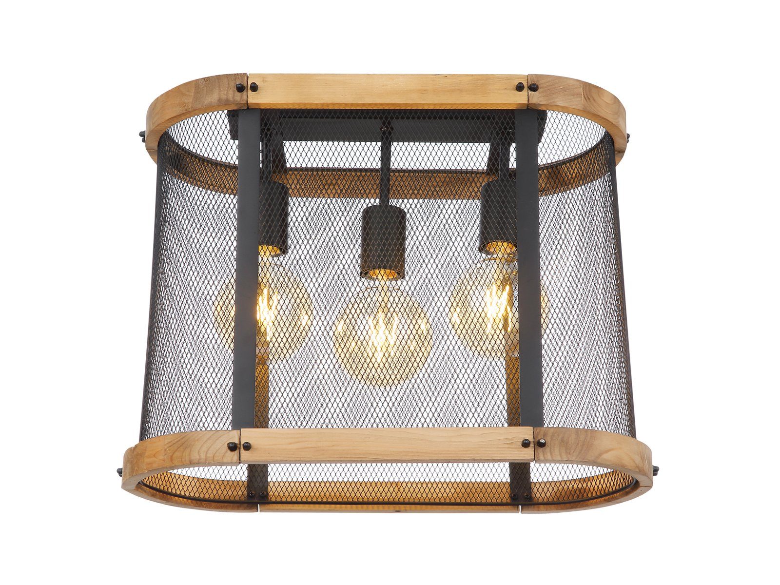 ausgefallene LED Breite Holz-lampe Draht-geflecht Deckenleuchte, 45cm LED für meineWunschleuchte warmweiß, über-n Esstisch wechselbar,