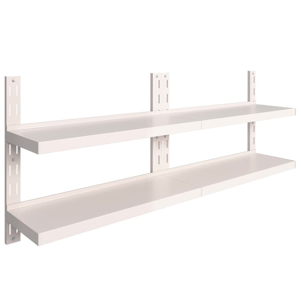 vidaXL Regal Schweberegale mit 2 Böden 2 Stk. Edelstahl 200x30 cm, 2-tlg.